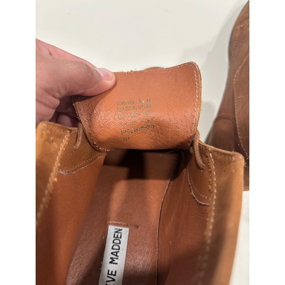 Steve Madden STUN-RED Brown Leather Fold Over Lace Up Ankle Boots Womens 8.5 M - Picture 7 of 7
